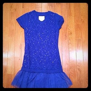 Blue sweater dress with sequins size 6 Justice